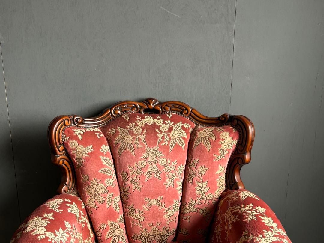 イタリアアンティークロココクラシック鋲打リベット猫脚金華山織KG