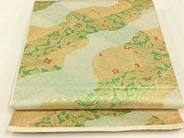 平和屋着物○ワンタッチつけ帯 すくい織 更紗花唐草文 金銀糸 正絹