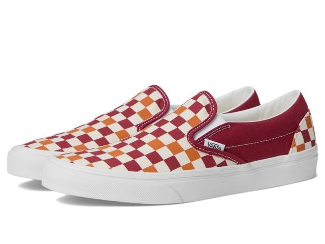 【送料無料】 バンズ メンズ スニーカー シューズ Classic Slip On Checkerboard Tri-Tone Check Red