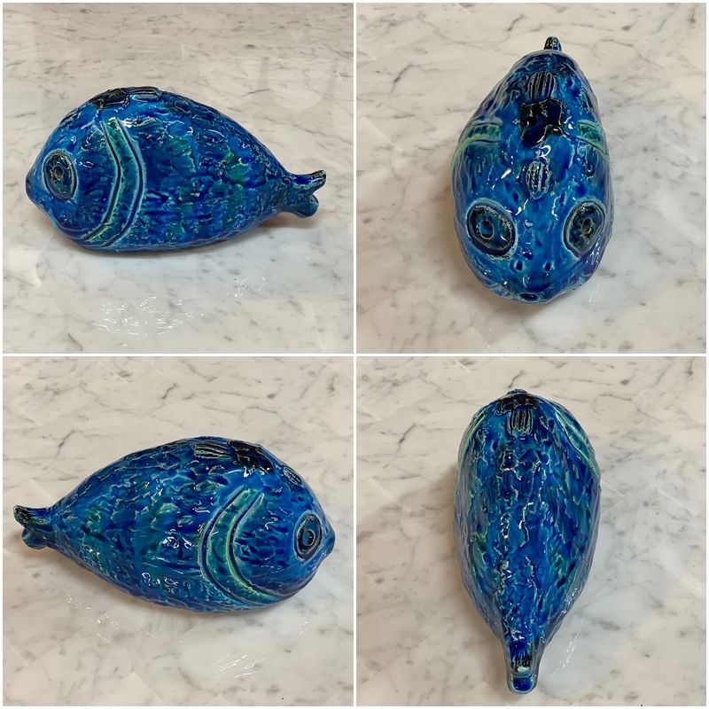 イタリア製 FLAVIA 魚 置物 陶器 italy サカナ ブルー 青