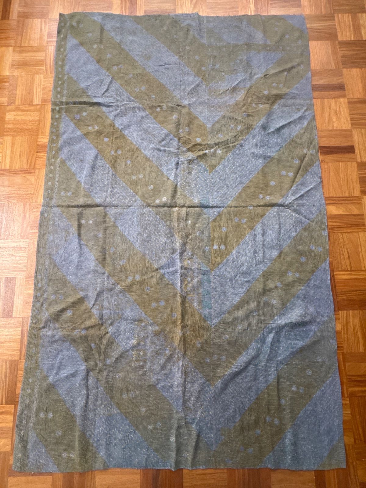 め*ん様 ヴィンテージ ラリーキルト グリーンブラウン ヴィンテージ