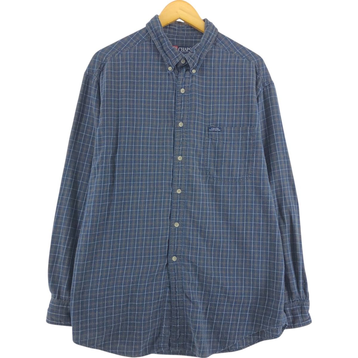 古着 90年代 ラルフローレン Ralph Lauren CHAPS チャップス 長袖 ボタンダウン ライトネルチェックシャツ メンズXL相当/eaa514593