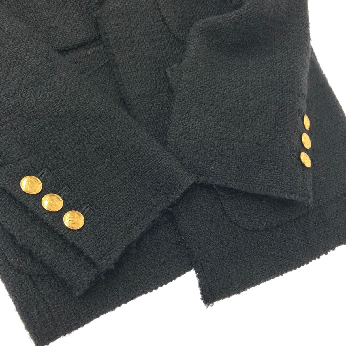 Plage ノーカラージャケット ツイード 金釦 ブラック 36 S Plage ノーカラージャケット ツイード 金釦 ブラック 36 S