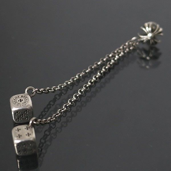 CHROME HEARTS 銀座店 クロムハーツ CHプラス チェーン ダブル ダイス ピアス メンズ シルバー SV925 100482