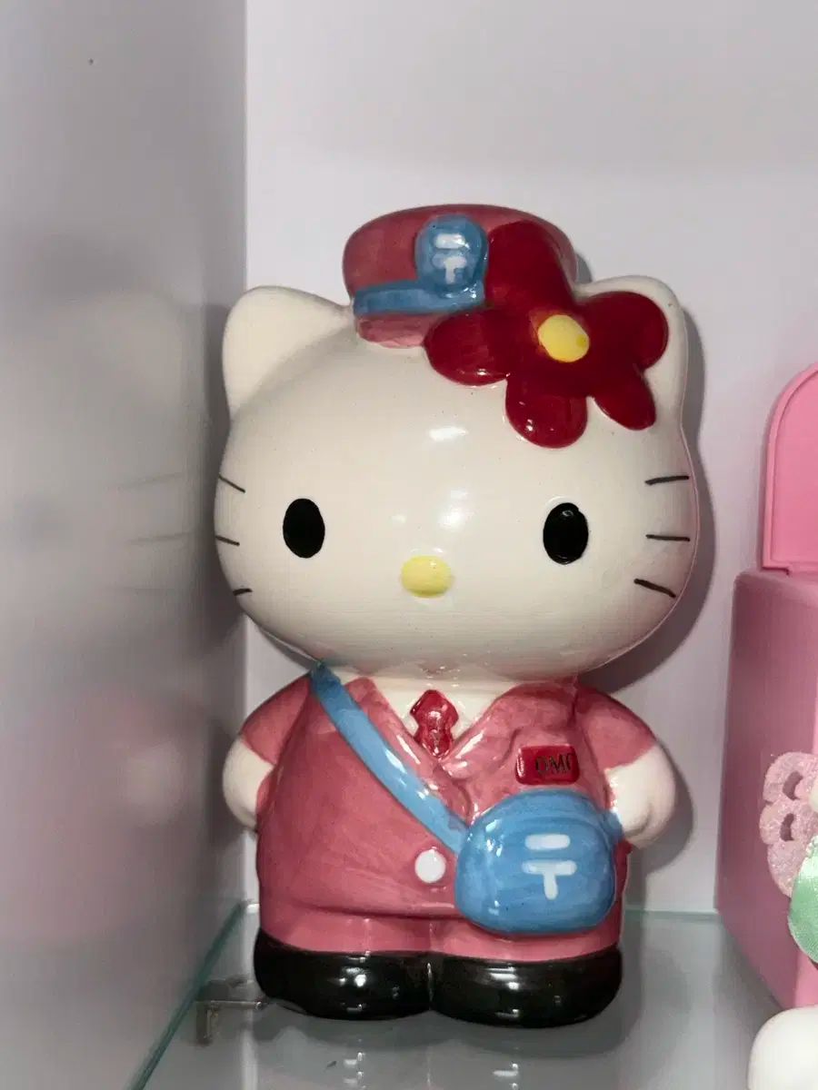 レトロ キティ 郵便配達員 陶器 貯金箱