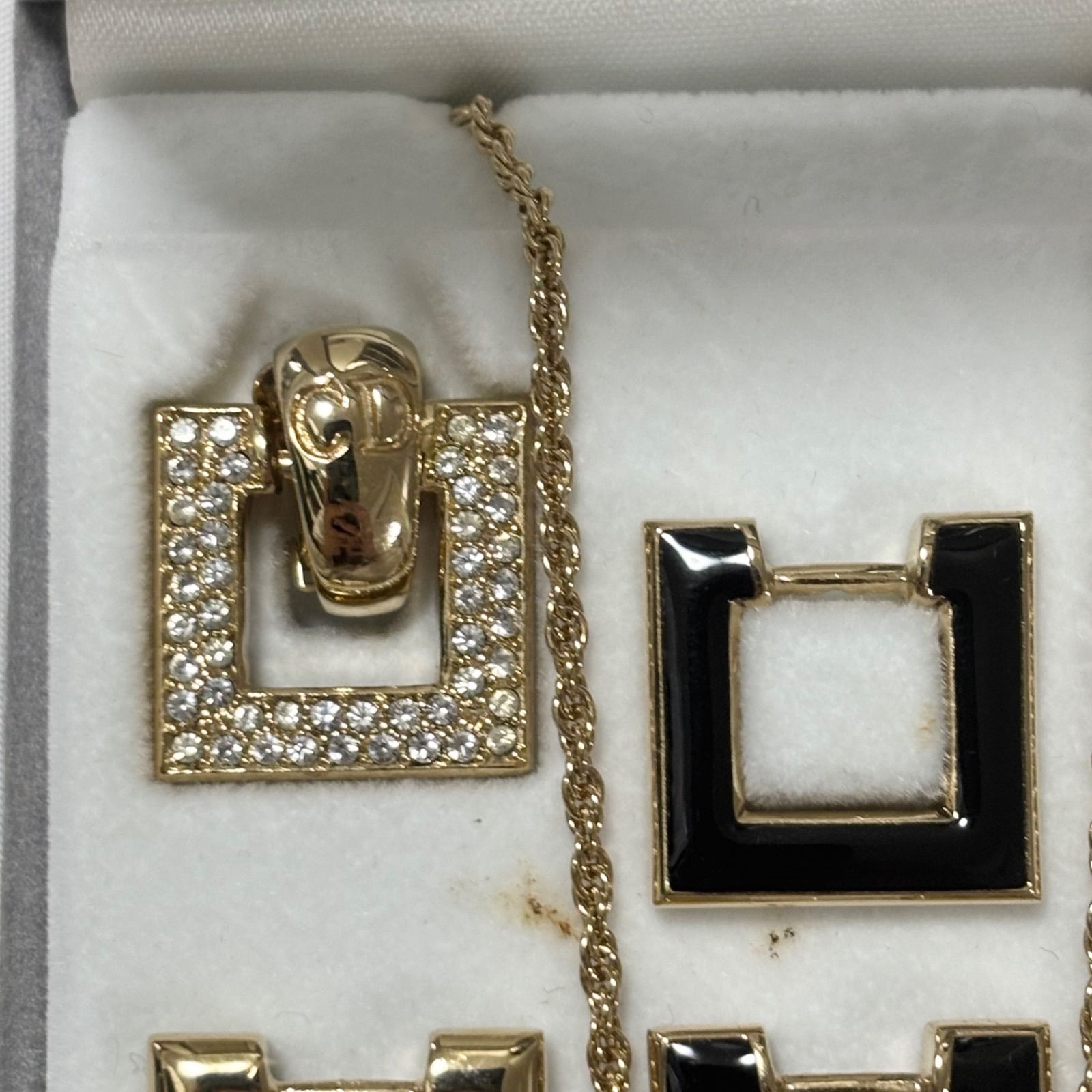 【極美品】Dior イヤリング ネックレス CD ロゴ ストーン セット 送料無料】Christian Dior/クリスチャンディオール/ネックレス