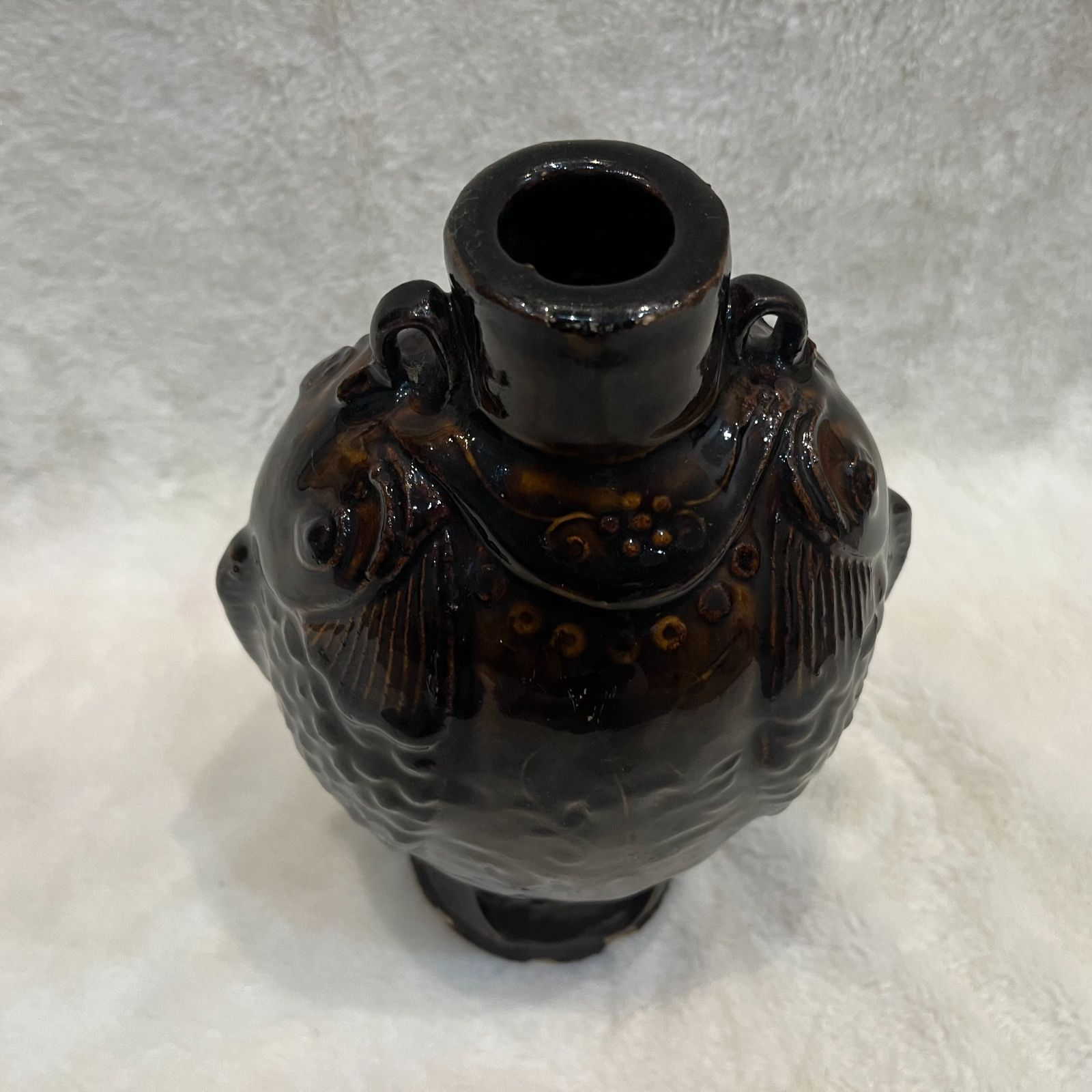 古典美品 魚口急須 陶磁器 茶器 和道具 棗色釉薬 - メルカリ