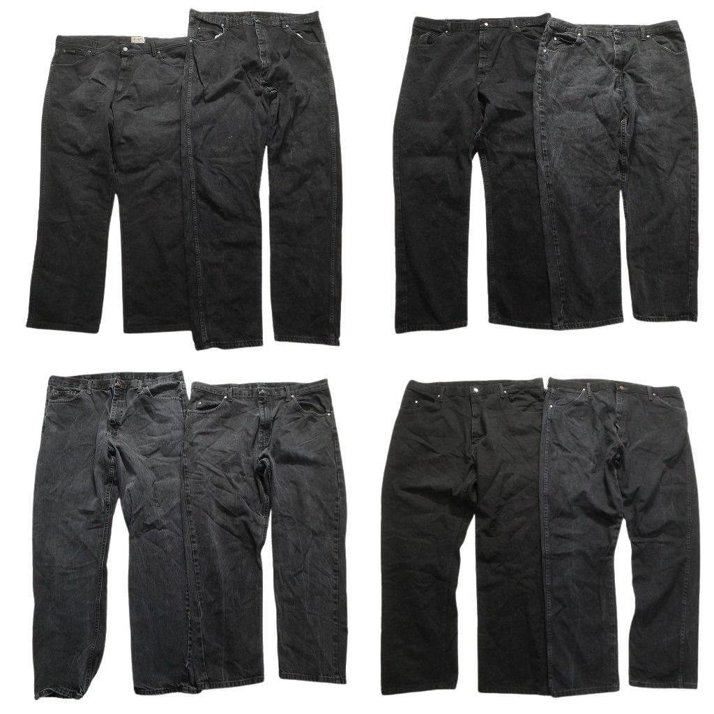 古着卸 Wrangler ラングラー ブラックデニム パンツ 8枚セット メンズ 40 |42 フェード アメカジ 革パッチ 古着 NA5892
