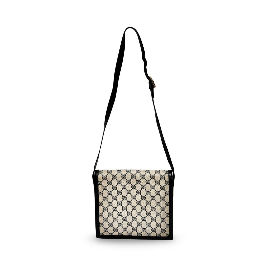 美品　GUCCI オールドGG ショルダーバッグ ネイビー×ベージュホースビット GUCCI グッチ ホースビット シェリーライン GG ショルダーバッグ