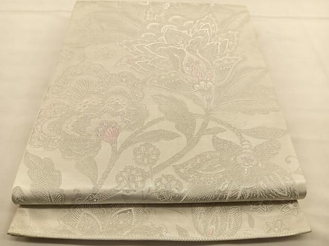 SO-454 袋帯 六通 正絹 蜀甲華紋 プラチナ箔 高級 平和屋着物◎六通柄袋帯 王朝華文 プラチナ箔 九百錦 正絹 逸品