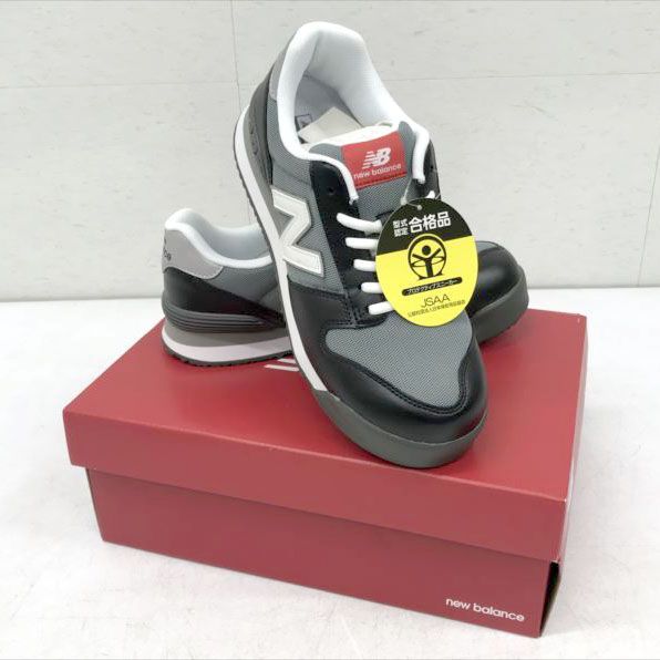 D 9189 ニュー ンス ポートランド 安全靴 作業靴 靴 くつ 軽量 幅広 JSAA A種 ひも シューレース 耐油ラバー 281 BLK GRY WHT 24.5 cm