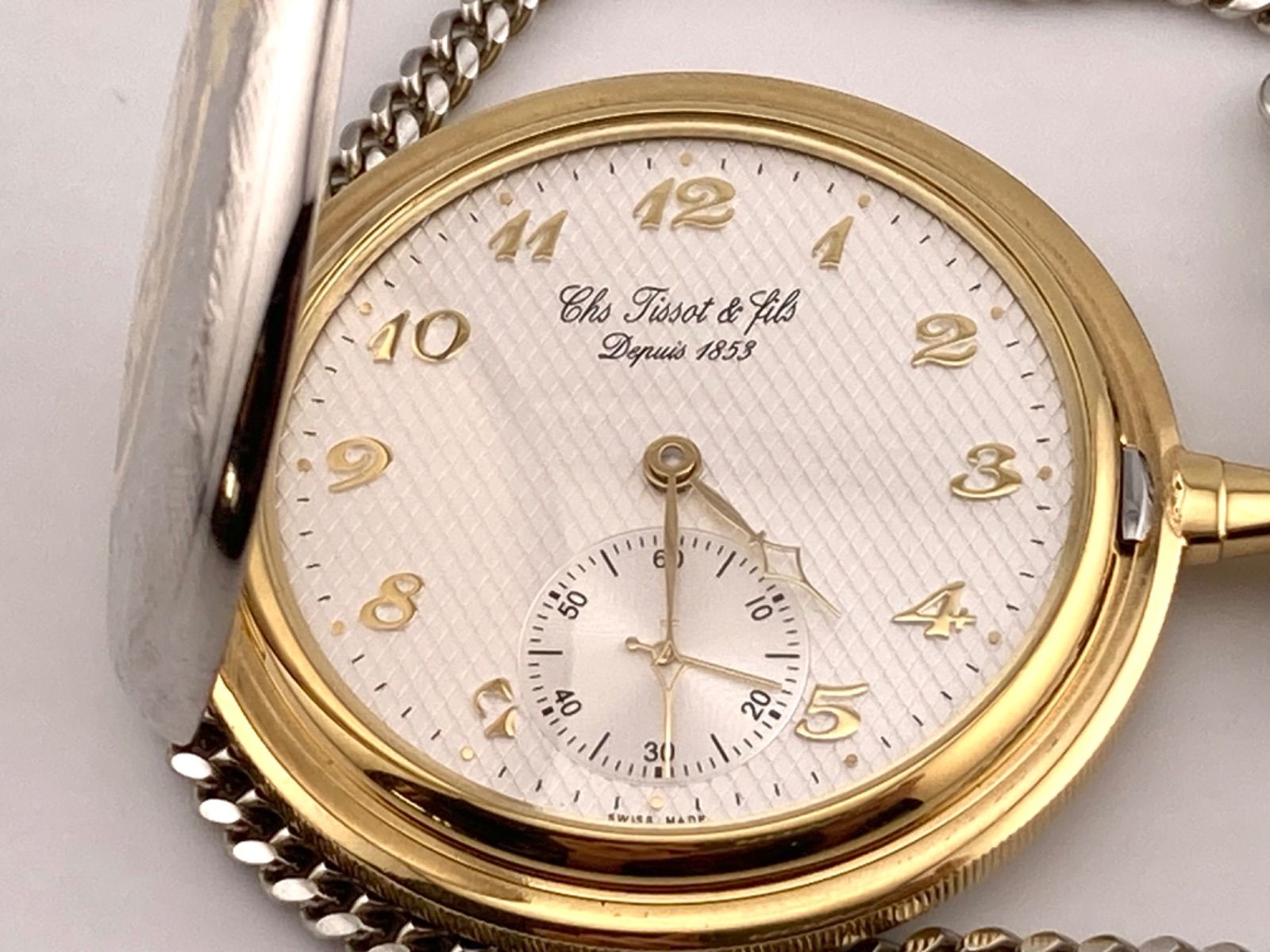 Tissot 懐中時計 ゴールド ホワイト文字盤 手巻き - 懐中時計