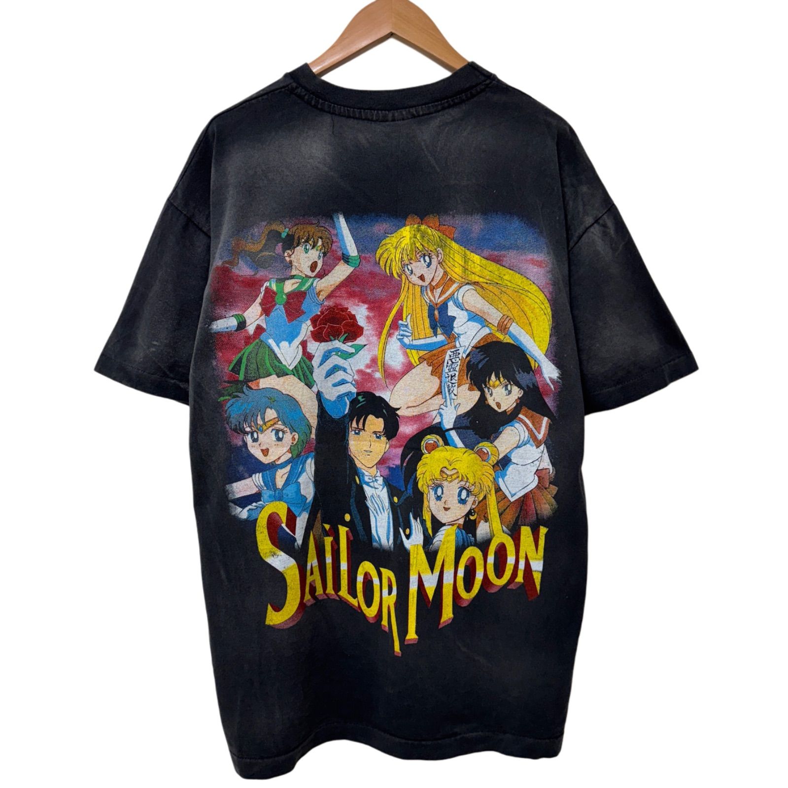 セーラームーン Tシャツ XL ブラック 90s風 両面プリント アニメ