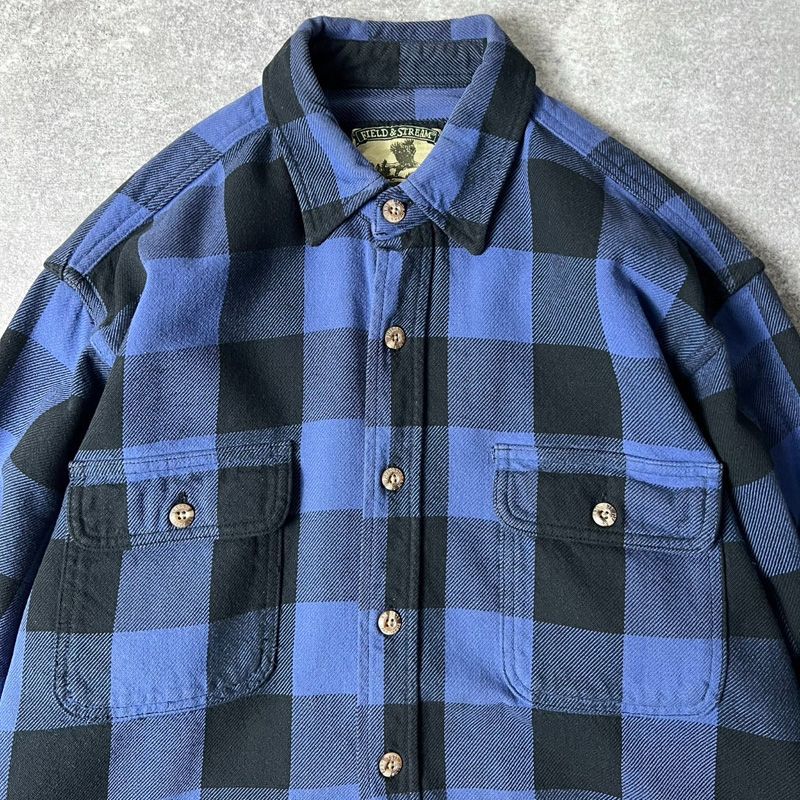 90's フィールドアンドストリーム 青系 ネルシャツ FIELD&STREAM