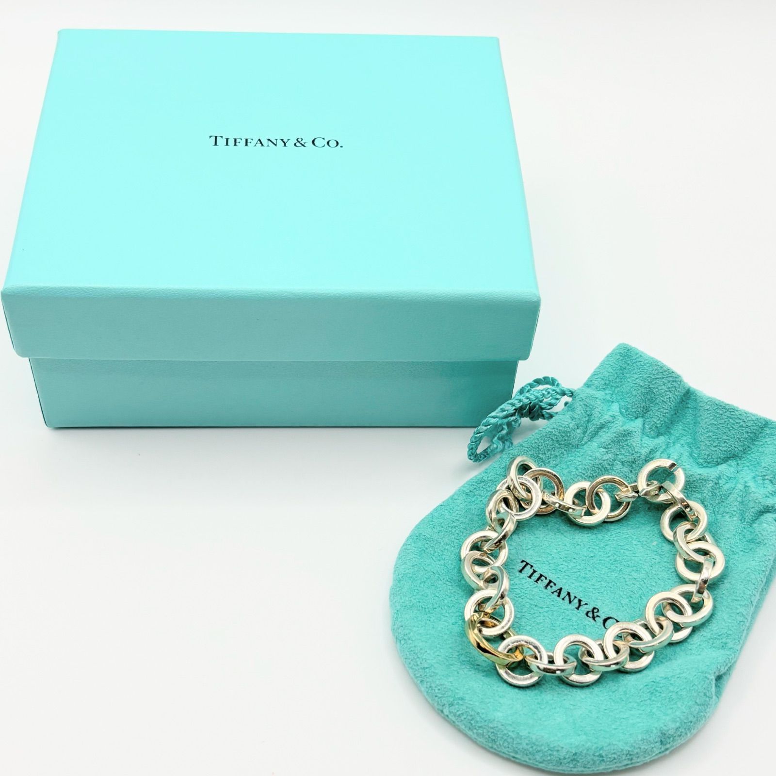 Tiffany ティファニー ラウンド リンク コンビ ブレスレット K18 925