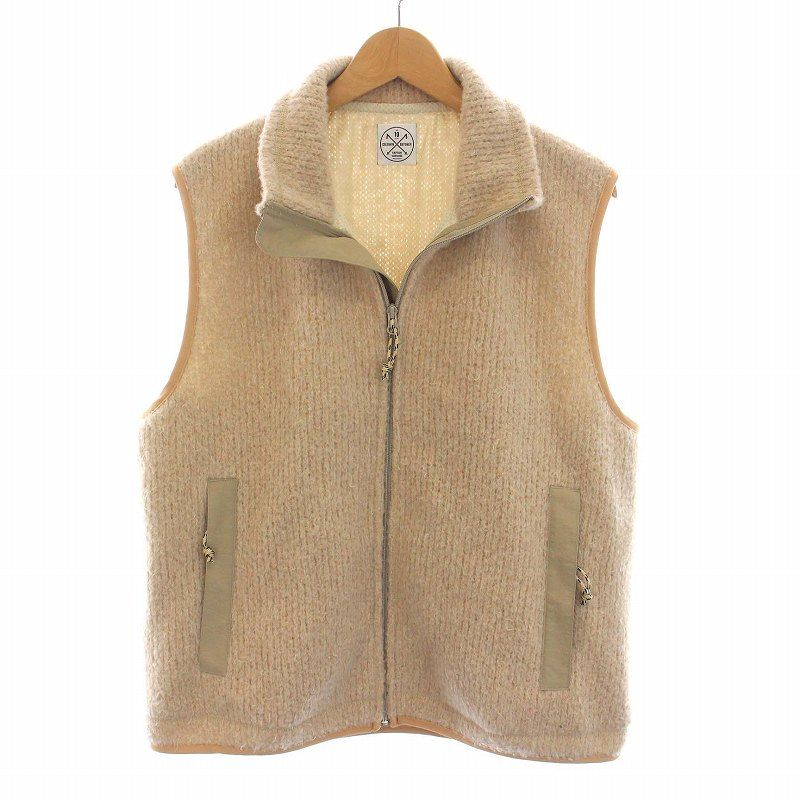 バトナー BATONER KAPTAIN SUNSHINE GOLDWIN KNIT BOA VEST ニット ボア ベスト ジップアップ 2 M ベージュ ECRU KGBTEN-06 /YM
