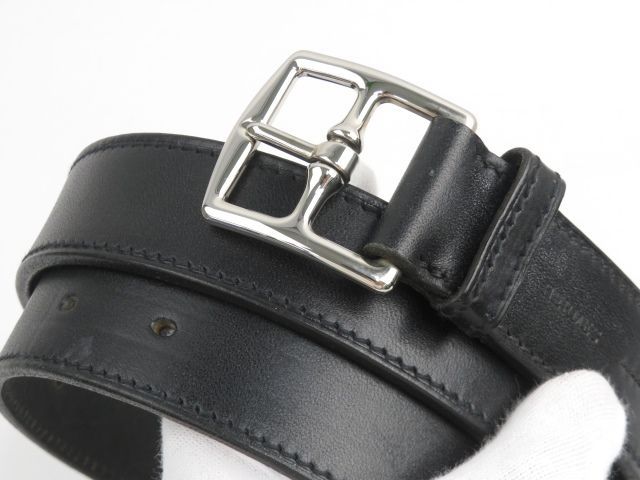 □美品□ エルメス ベルト エトリヴィエール ブラック カーフ □F刻  