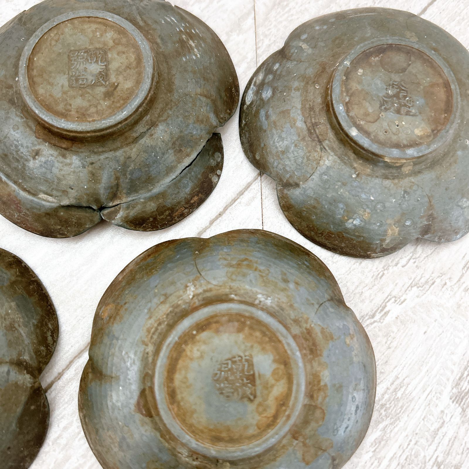 煎茶道具 錫製 乾茂號造 茶托 在銘 5客まとめセット！昭和レトロ