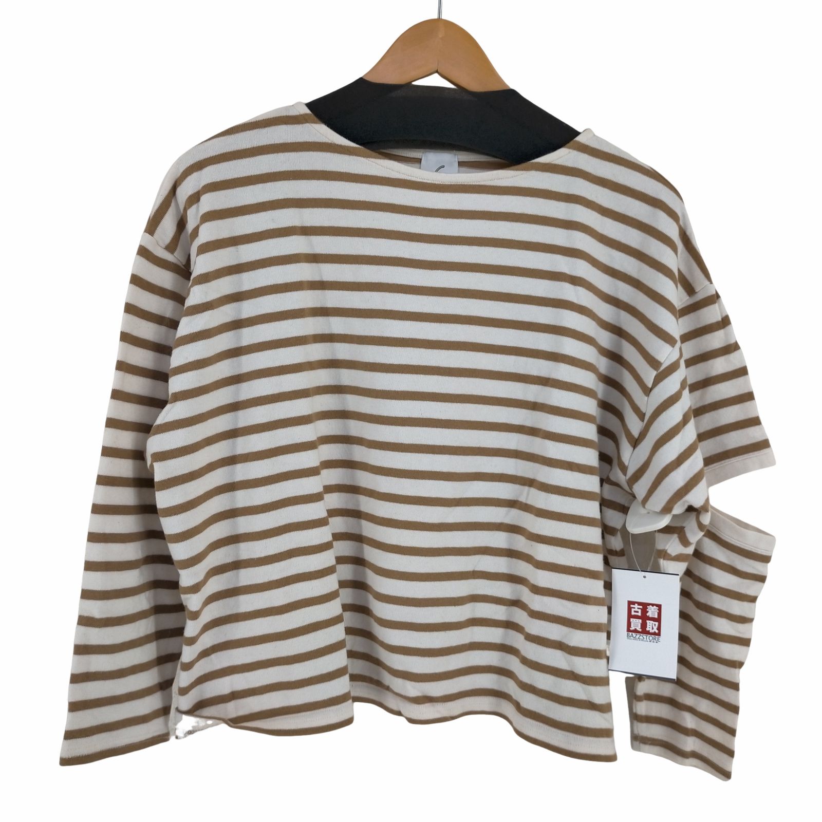 大人気 6(ROKU)COTTON STRIPE BACK OPEN SHIRT