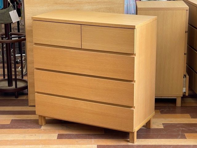 美品 MUJI 無印良品 オーク材 4段チェスト 幅80×奥行40×高さ83cm 