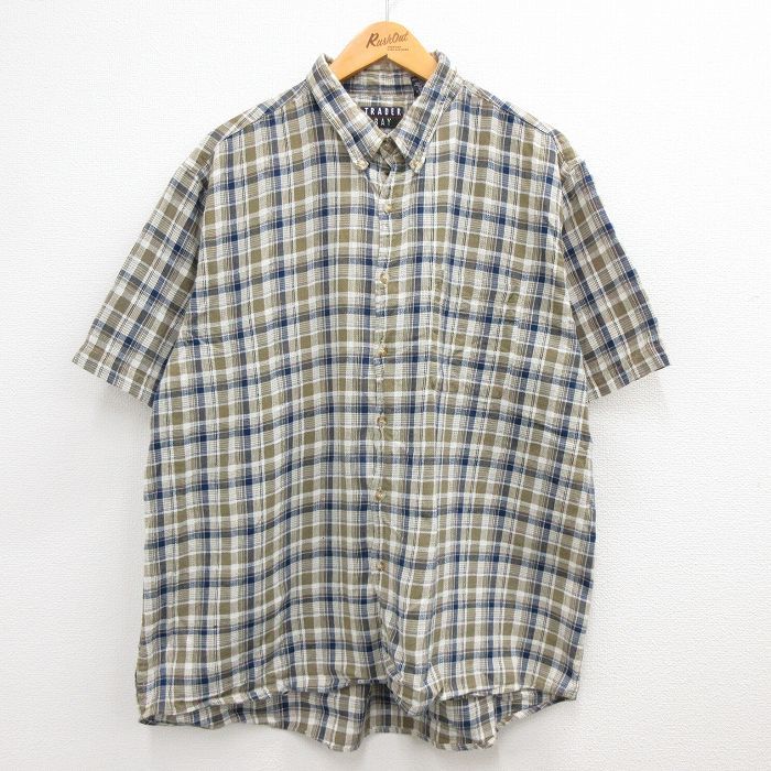 XL/古着 半袖 シャツ メンズ 00s コットン ボタンダウン ベージュ系他 カーキ チェック 23apr03 中古 トップス