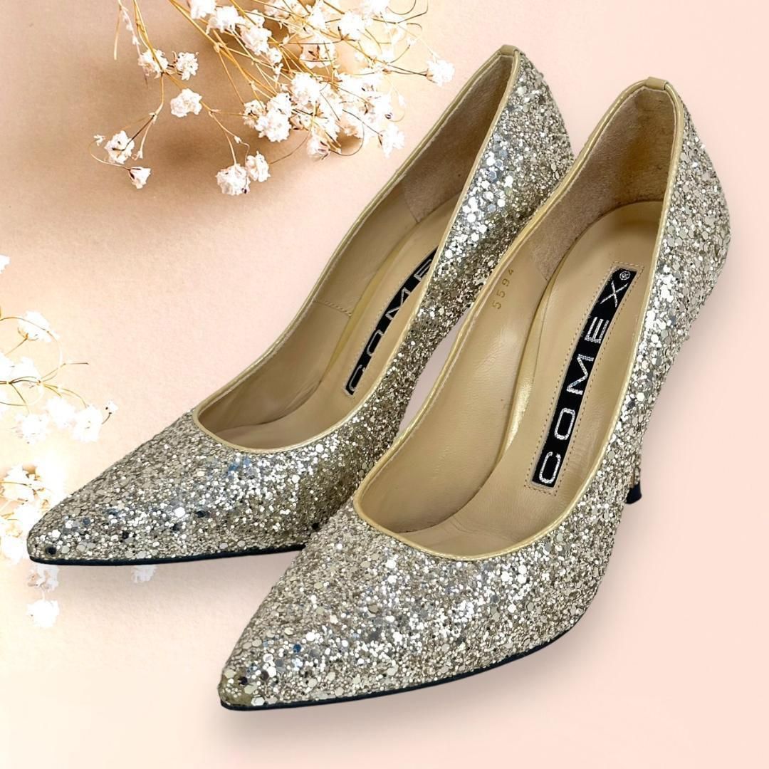 現行品 コメックス ハイヒール 22CM ラメ グリッター ベージュ