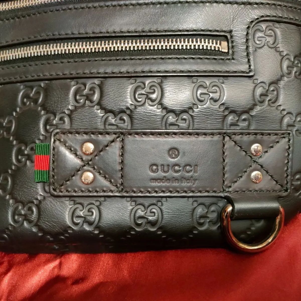 美品】GUCCI グッチ 246409 ウェブライン シマレザー ボディバッグ