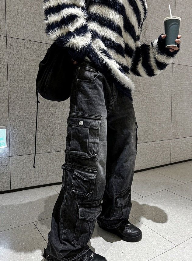 COSYHARU公式 ピグメント マルチカーゴデニムパンツ