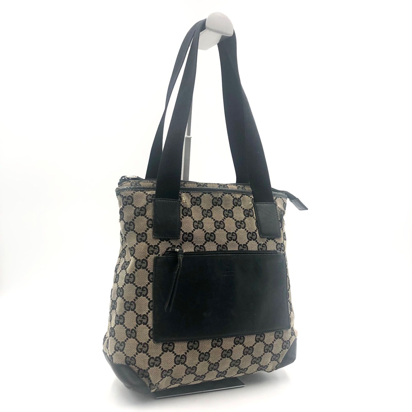GUCCI グッチ GGキャンバス×レザー トートバッグ ブラック