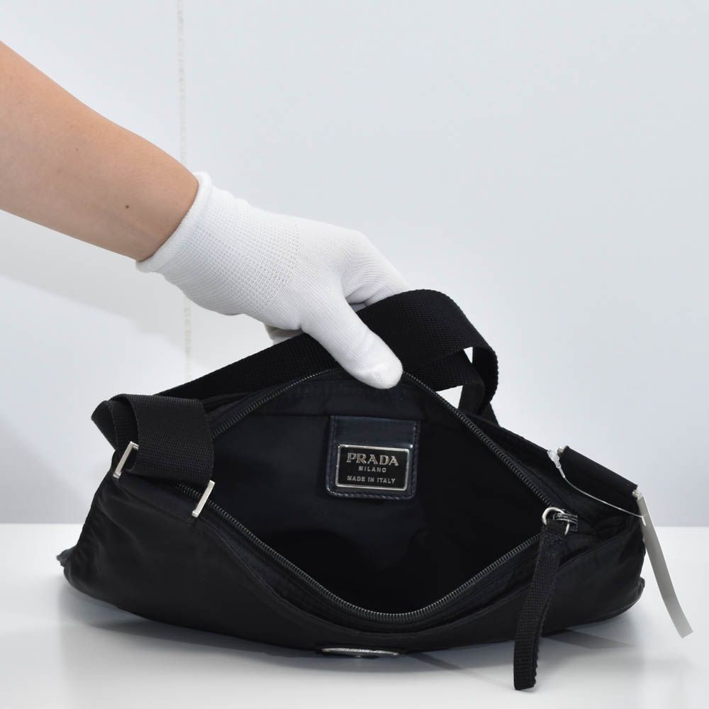 中古USED PRADA ショルダーバッグ ナイロン ロゴ ブラック 37189