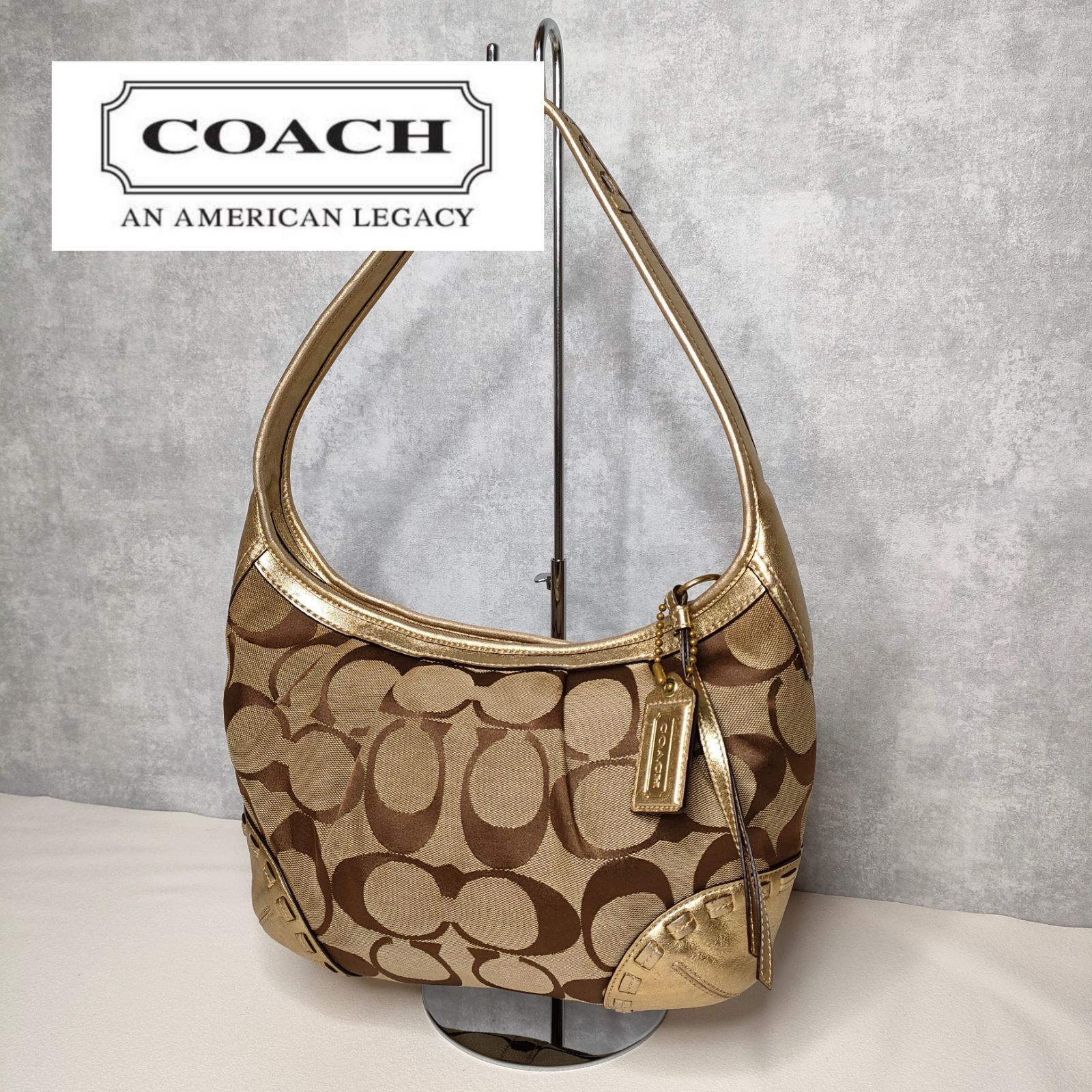 最終値下げ✨COACH ショルダーバッグ シグネチャー ベージュ ゴールド ...