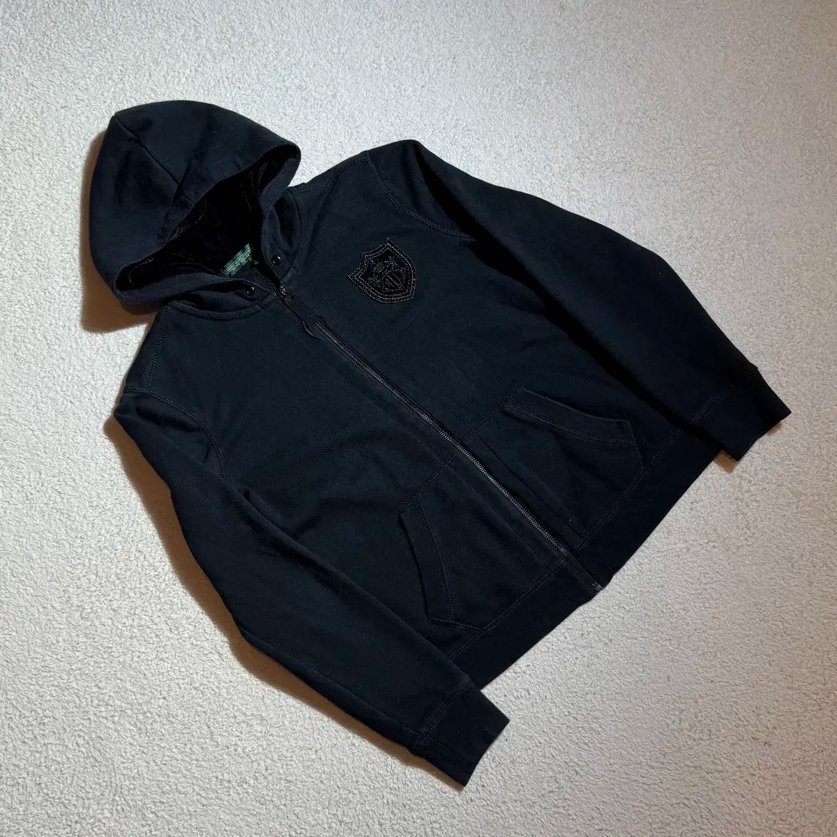 ポロラルフローレン ブラック フードジップアップ