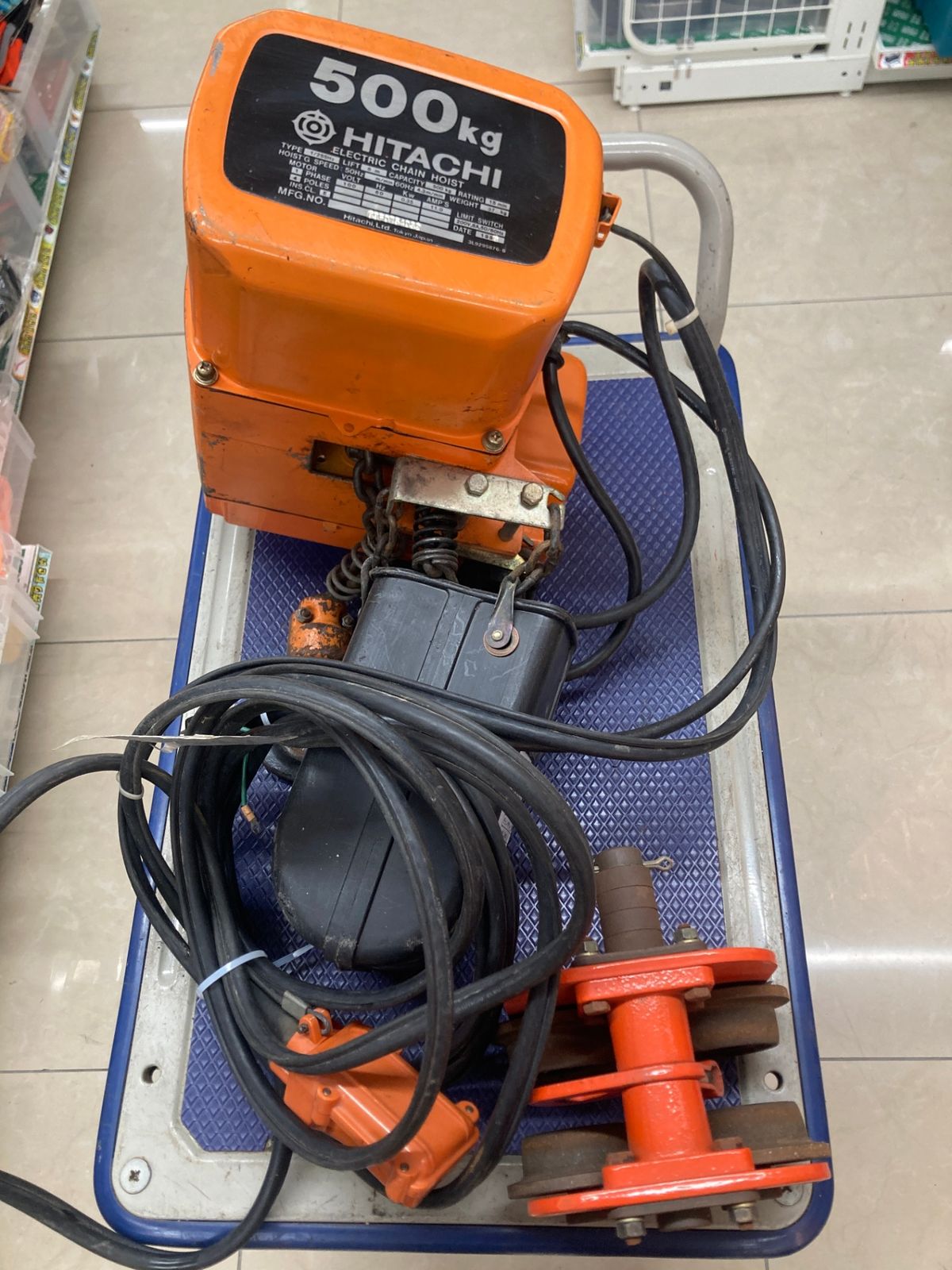 日立500キロホイスト HITACHI】500kg 電動チェーンホイスト 三相 200V 0.5t 電動