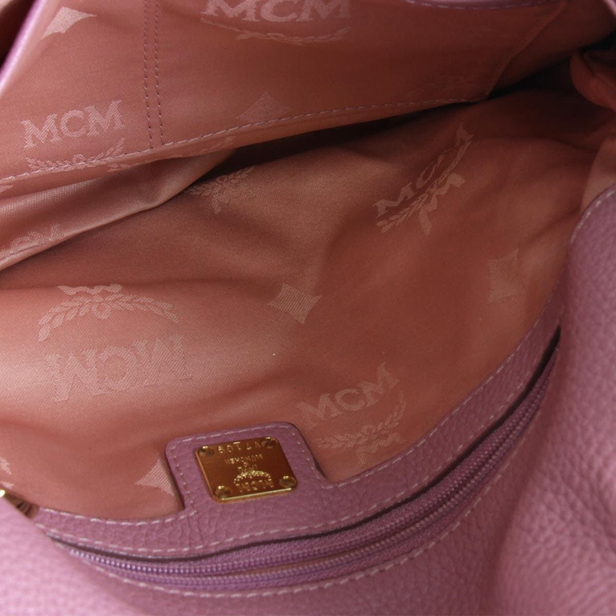 『USED』 MCM エム・シー・エム スタッズ チェーン ショルダーバッグ レザー ピンク【中古】 MCM - エム・シー・エム MCM ビジュー・スタッズサッチェルバッグ