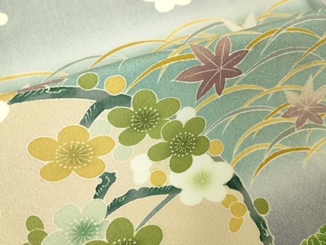 平和屋本店□極上 京加賀友禅 松本健一 訪問着 吉祥花丸文 砥の粉色地