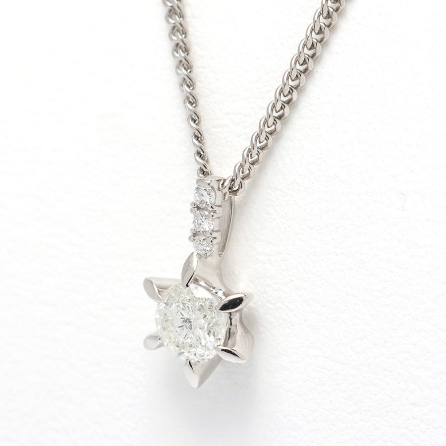 Pt850 / Pt900 ネックレス ダイヤモンド 1.466ct / 0.12ct 40 cm