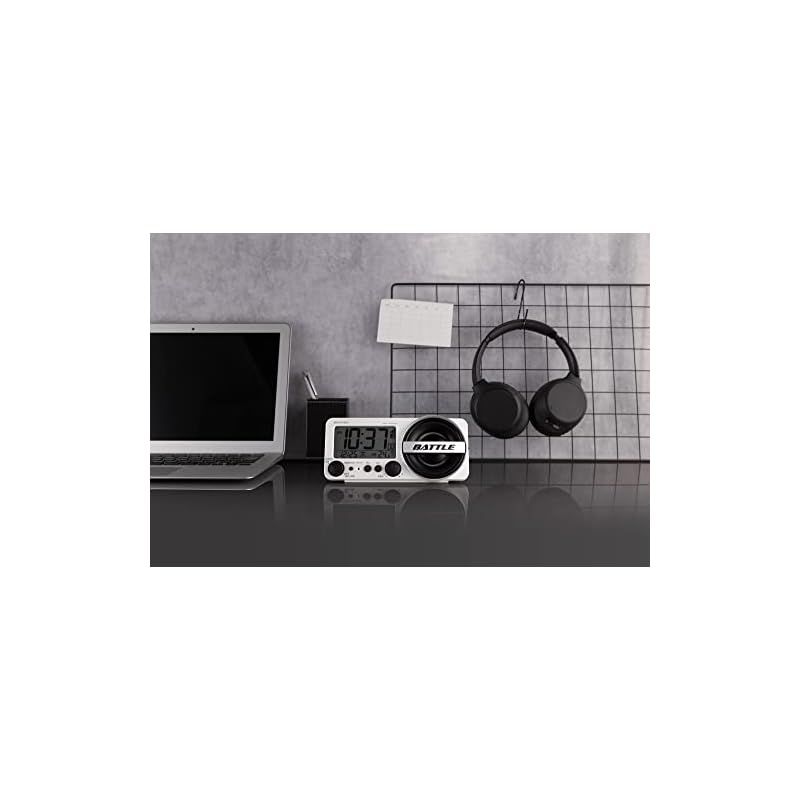 リズム RHYTHM 大音量 目覚まし時計 電波時計 1 000パターン 電子音 アラーム バックライト付き デジタル ホワイト 8.5×18.4×5.8cm フィットウェーブバトル230 8RZ230SR03 1