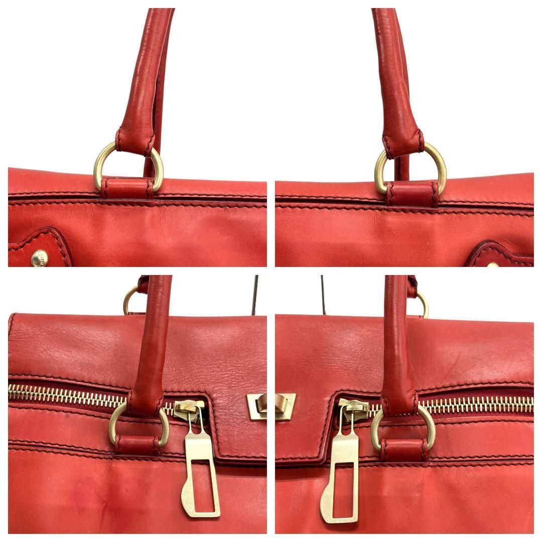 美品 マックスマーラ ハンドバッグ マルゴー レザー レッド 美品 マックスマーラ ハンドバッグ マルゴー レザー レッド
