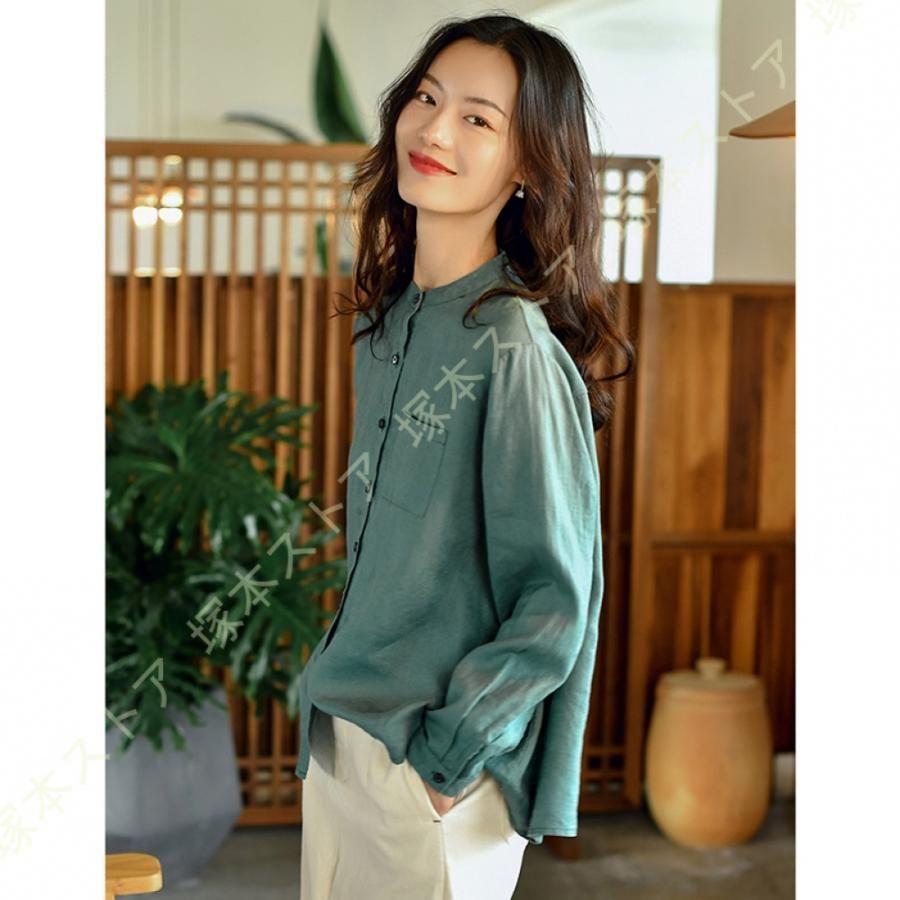 長袖ブラウス ロングシャツ