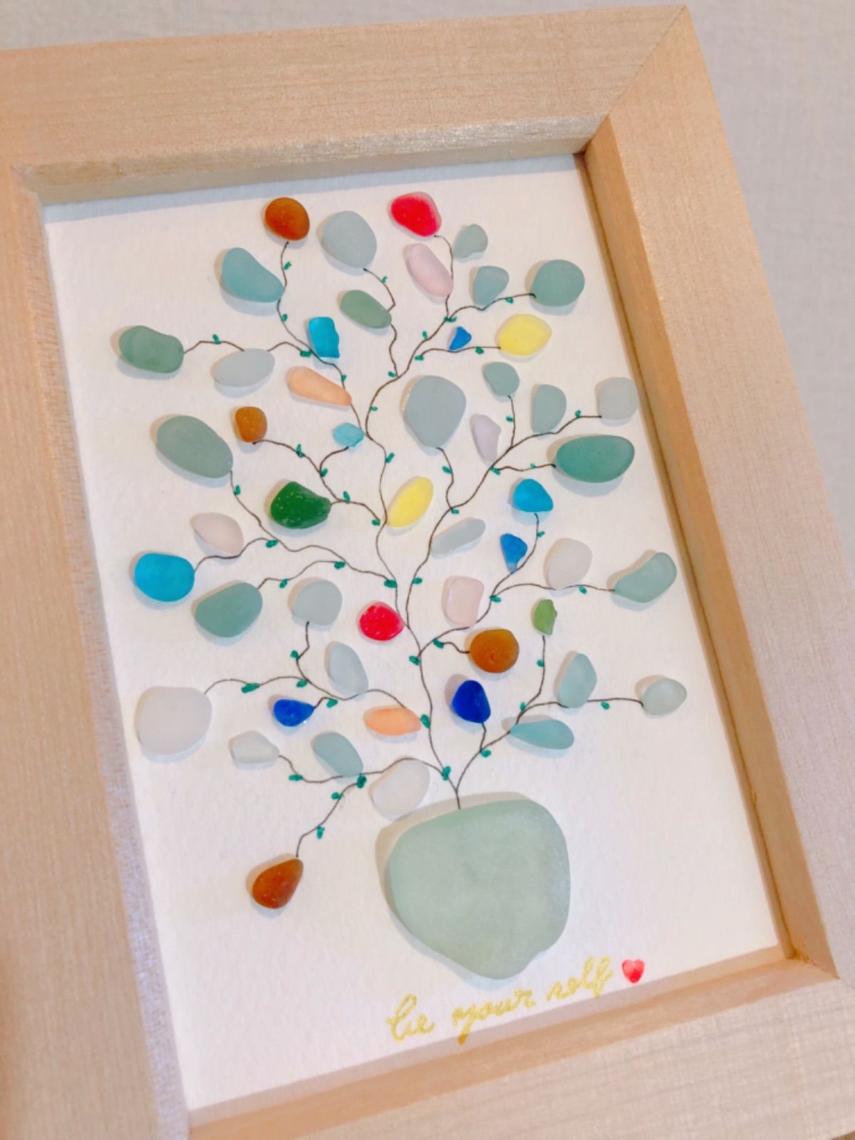 シーグラスアート☆彩りの木・L判サイズ - メルカリ 