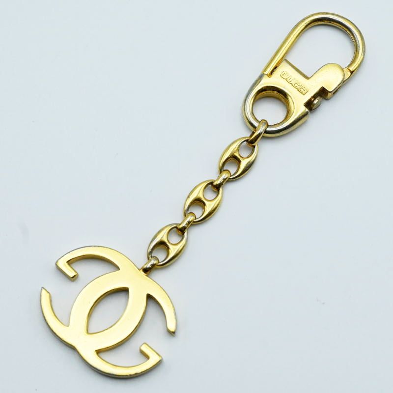 M02-k051 GUCCI グッチ ヴィンテージ インターロッキング GPキーホルダー キーリング ゴールド