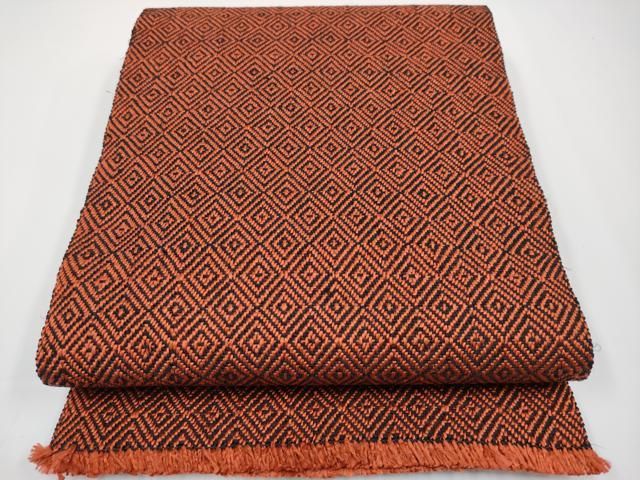 平和屋着物□希少 ざざんざ織 伊兵衛織 八寸名古屋帯 一重帯 入子菱 雀