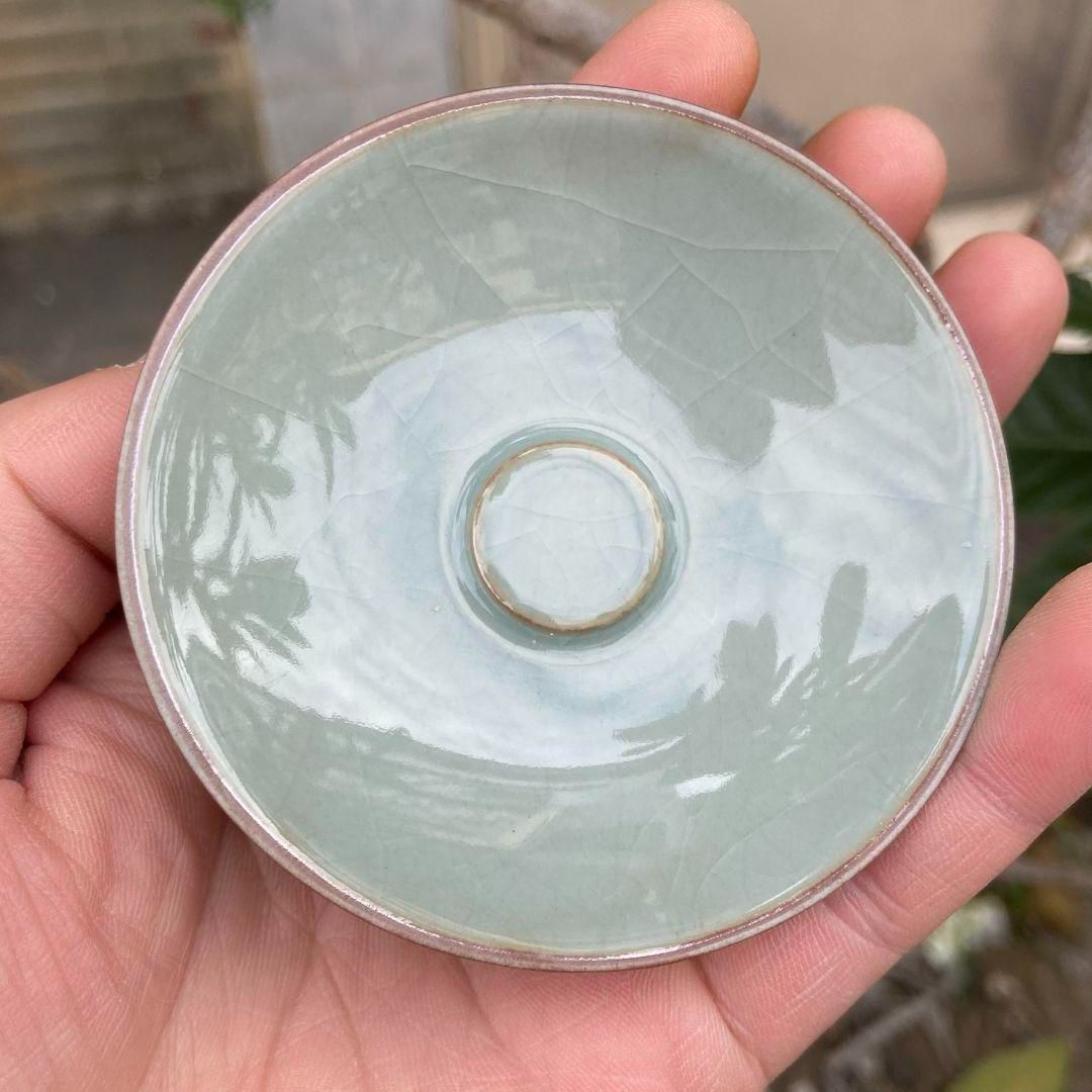 中国茶器 陶泥蘭亭集序三才蓋碗 陶磁茶碗 煎茶器 新品未使用