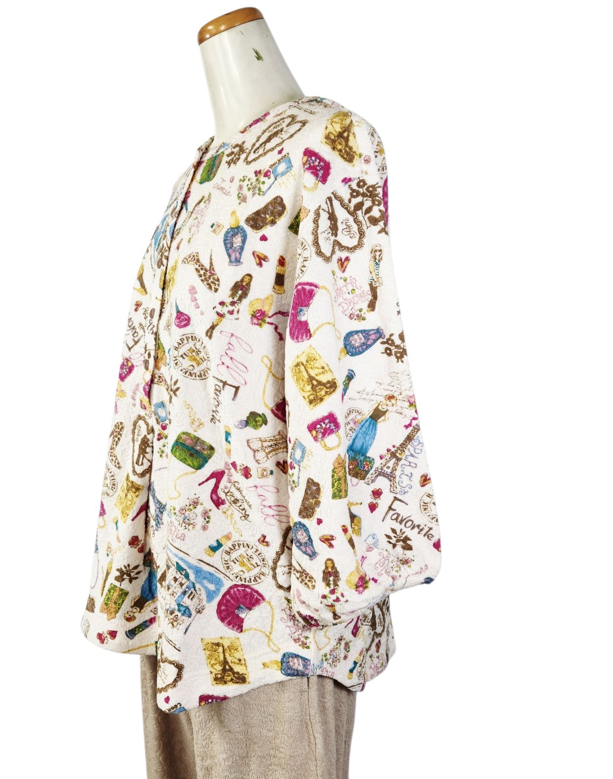 鴨居羊子 TUNIC 長袖パーカー　パイルジャガードラブフランス　羽織 鴨居羊子 TUNIC 長袖パーカー パイルジャガードラブフランス