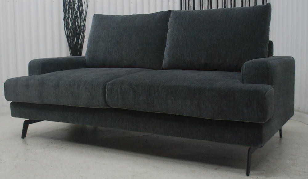 アウトレット 現品限り 一部 大 ラグジュアリーモダン ファブリック 164ｃｍ幅 チャコールブラック ソファー 250122-エレーナ2ｐ