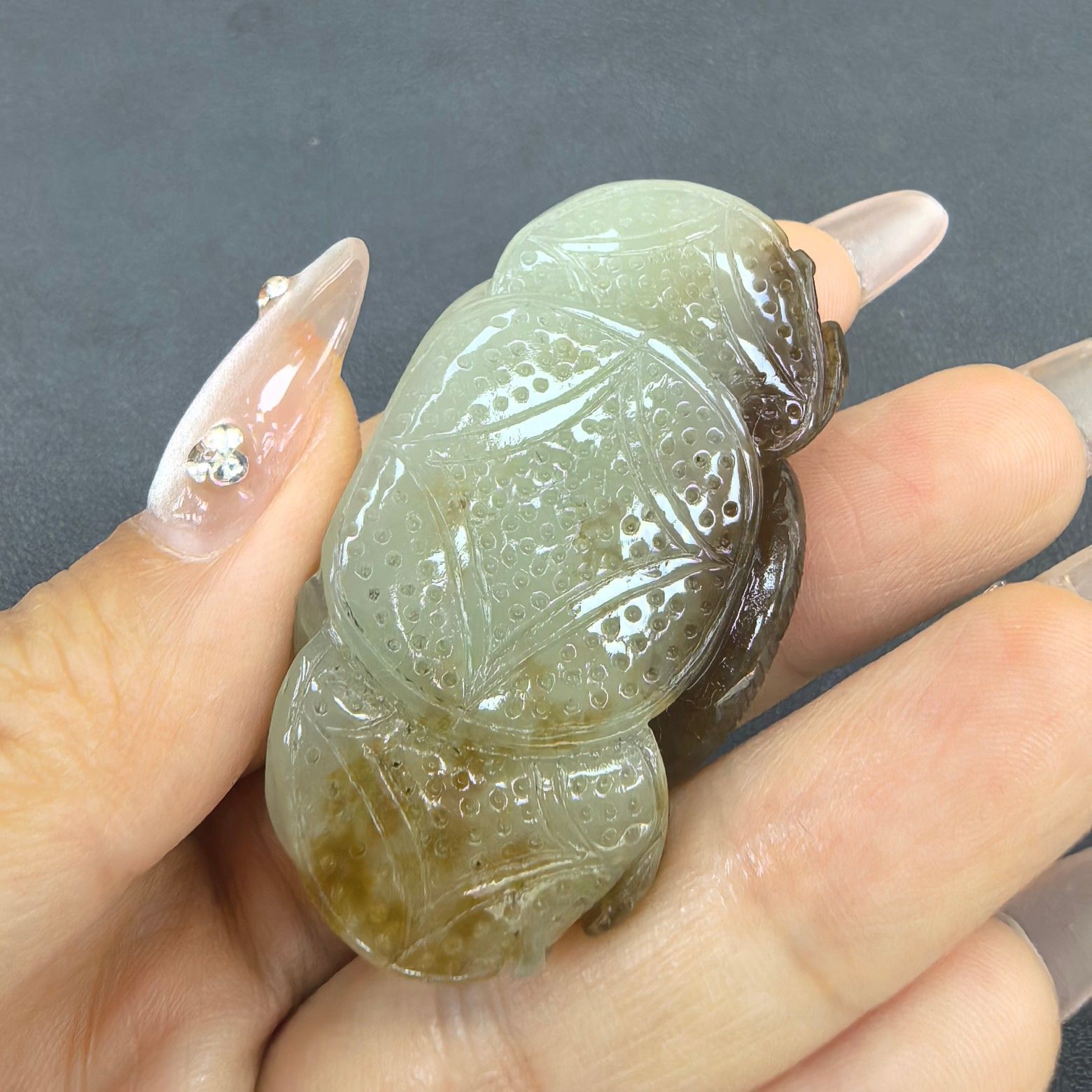 旧家蔵出し 和田玉細密彫 高古件 透空彫 力二 八方來財 招財 置物 賞物