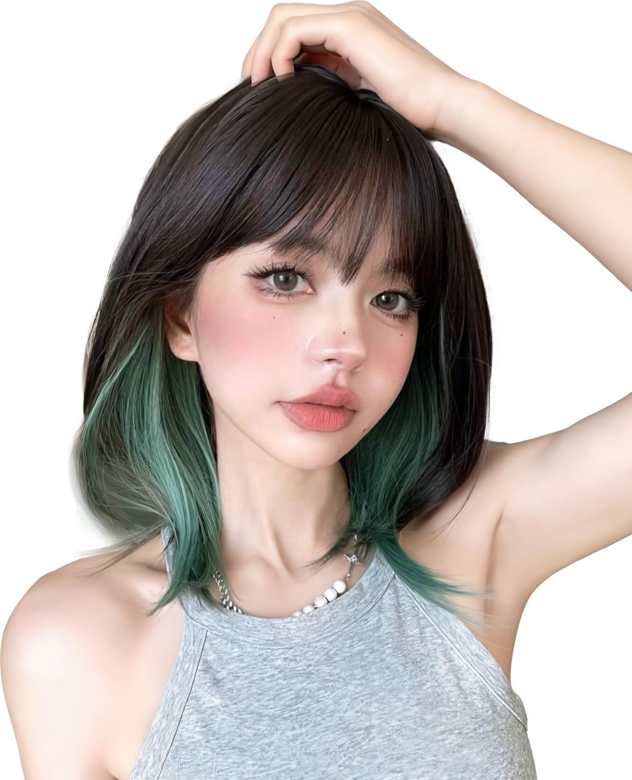 【在庫処分】Limakaraウィッグ セミロング ストレート インナーカラー グラデーション ロング ミディアム フルウィッグ ロリータ wig コスプレ サラサラ ぱっつん 女性 小顔 自然 ネット付き ブ