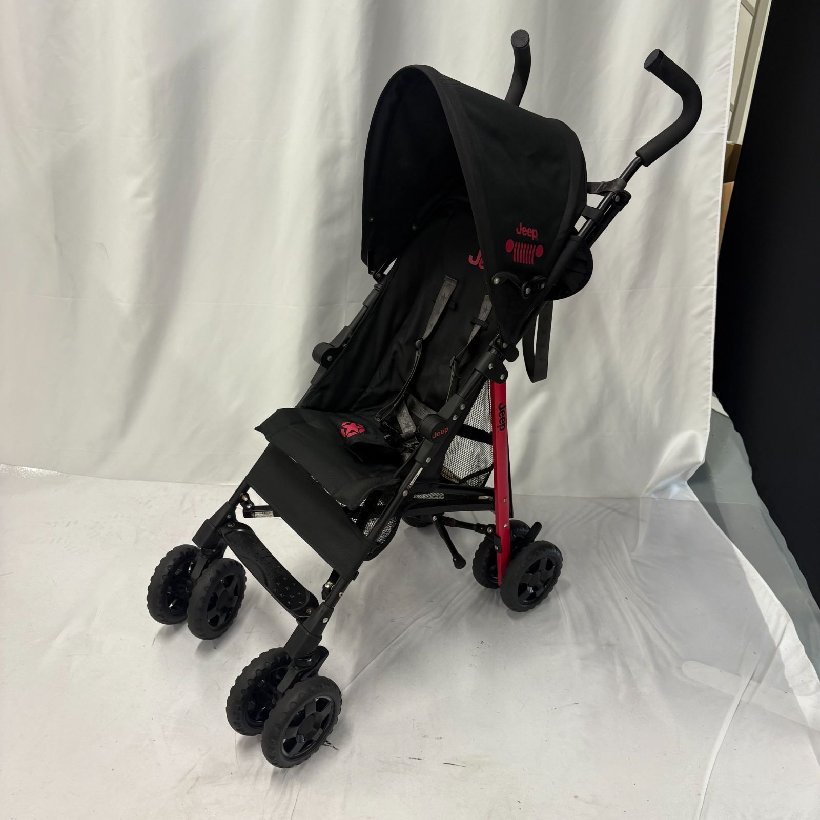 美品 JEEP ベビーカー おりたたみコンパクト レッド ブラック 黒