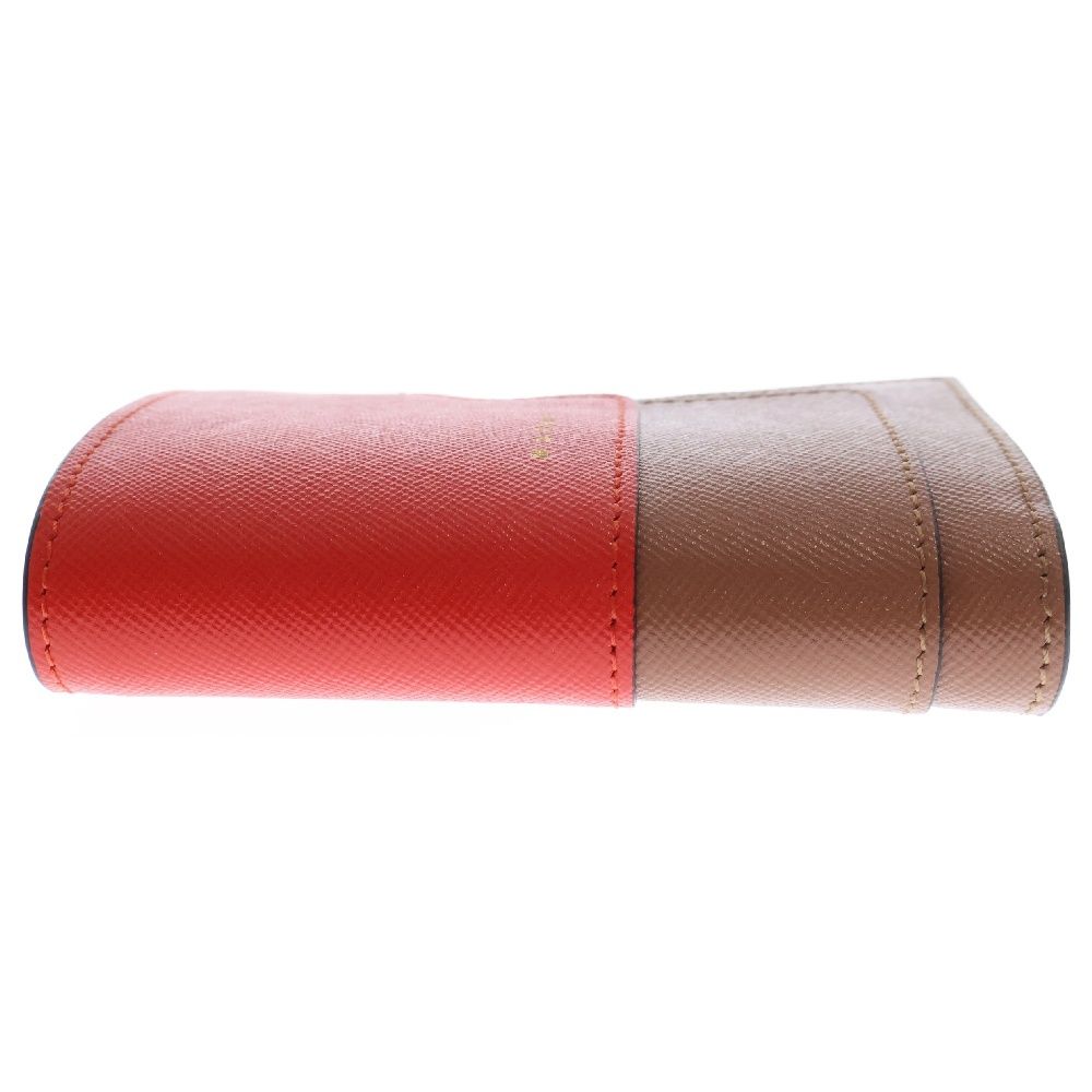 MARNI (マルニ) 二つ折り財布 ブラウン×レッド レザー コンパクト  