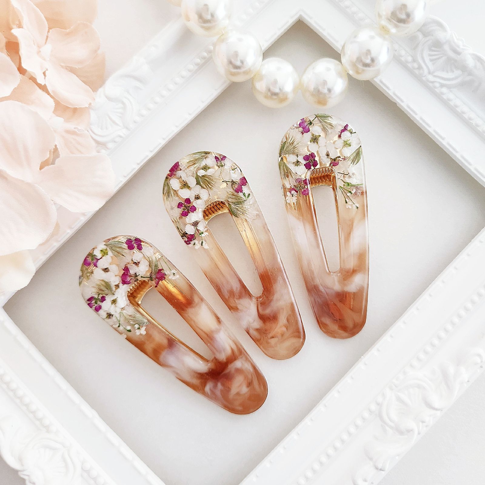 ★押し花ヘアクリップ ヘアクリップ 押し花 アウトレット